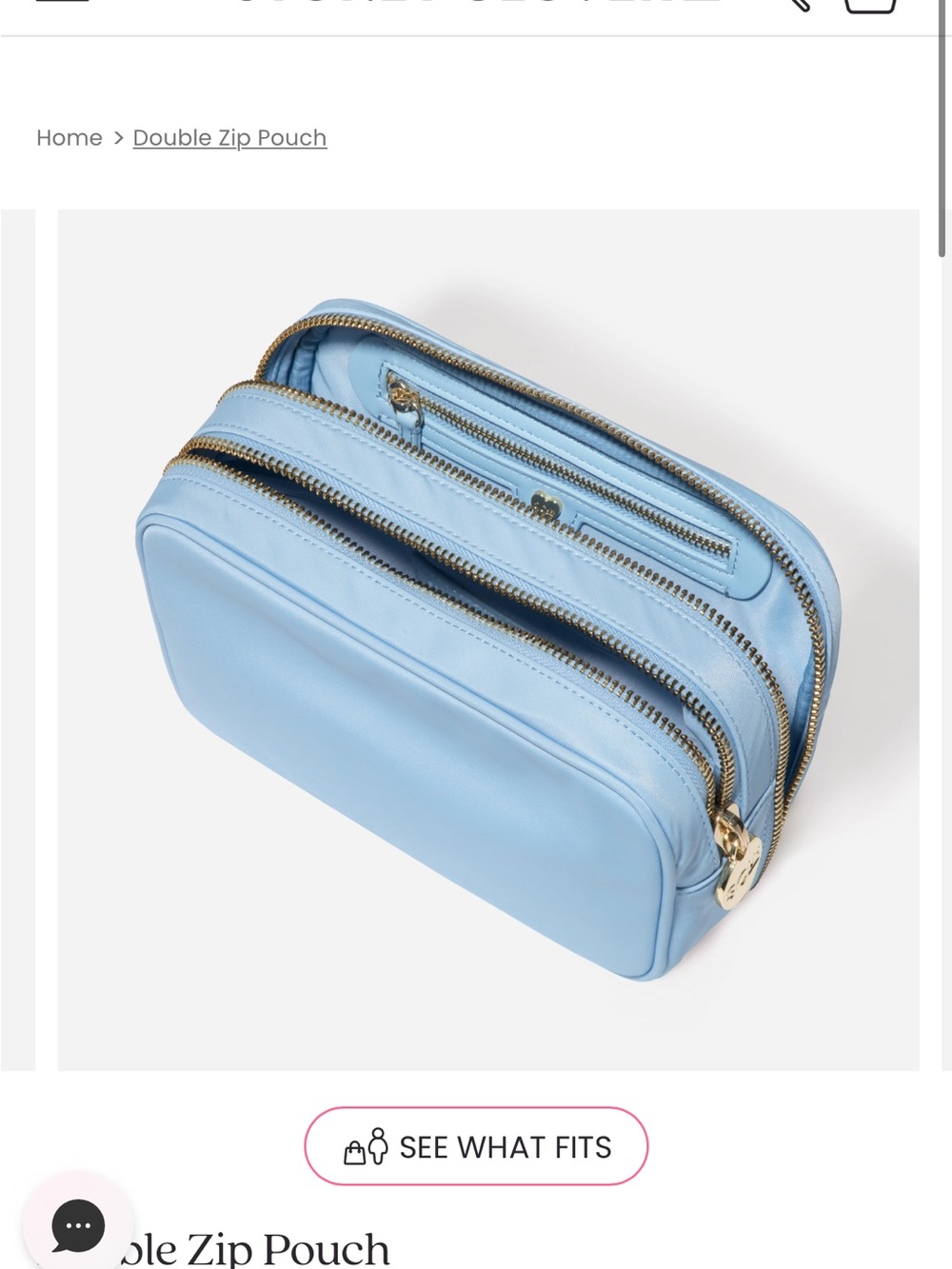 Stoney Clover Lane Double Zip Pouch in Periwinkle with Gold Hardware
